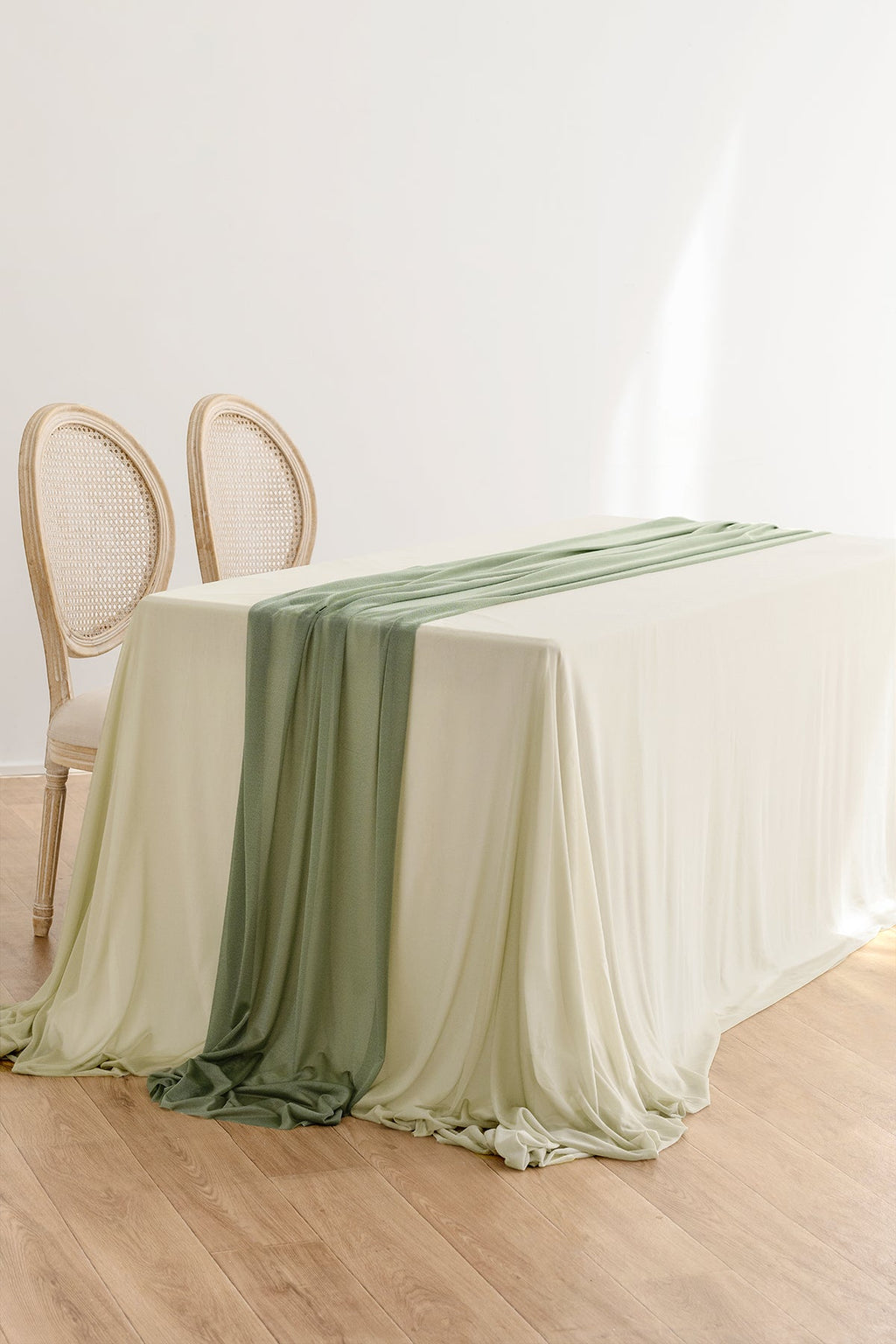 Table linens in White & Sage