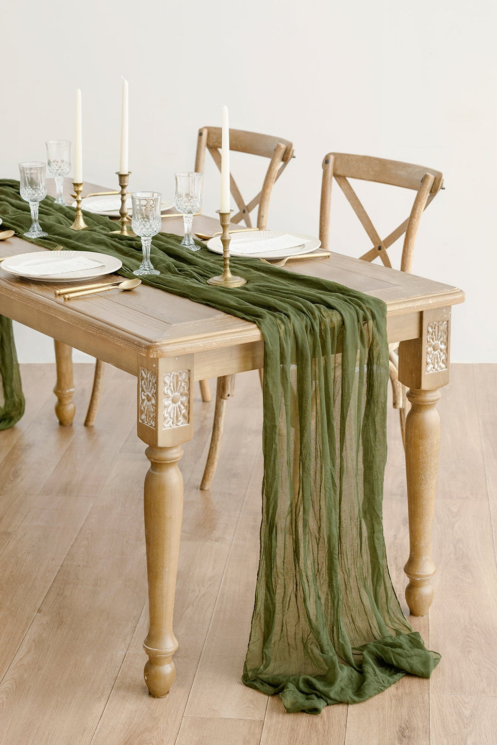 Table linens in Moss Green
