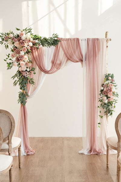 Lings | Flower Arch Decor with Drapes in Dusty Rose & Cream