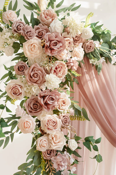 Lings | Flower Arch Decor with Drapes in Dusty Rose & Cream