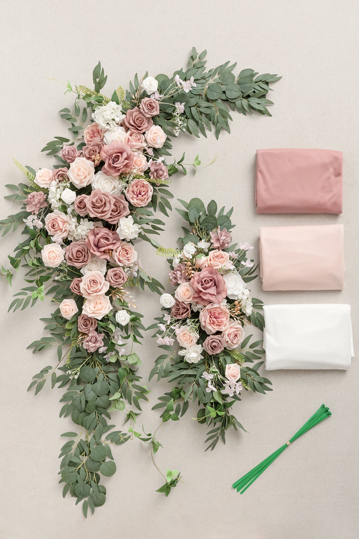 Lings | Flower Arch Decor with Drapes in Dusty Rose & Cream