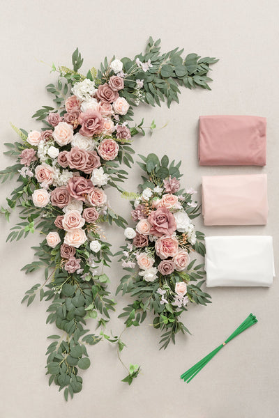 Lings | Flower Arch Decor with Drapes in Dusty Rose & Cream
