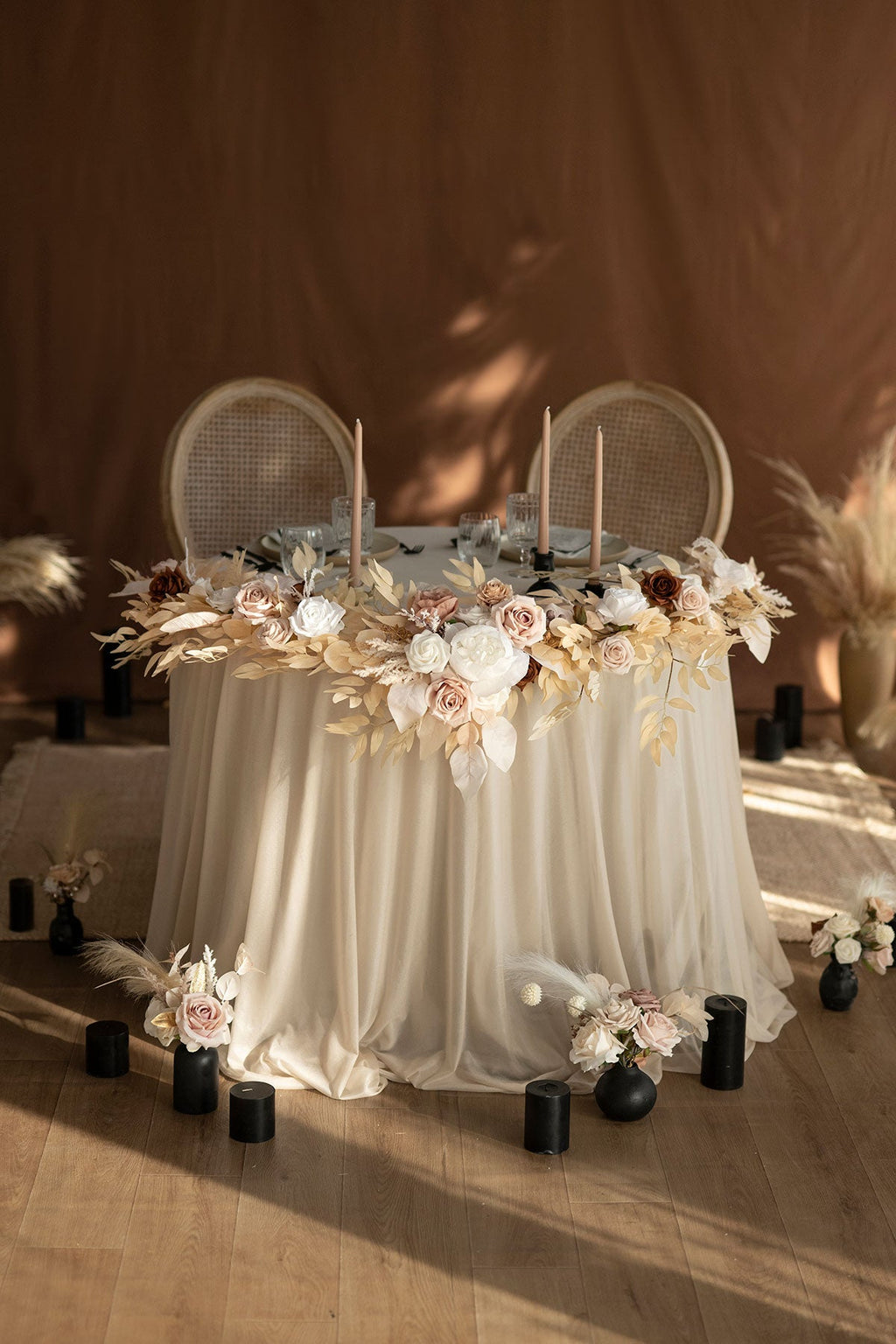 6ft Flower Garland in White & Beige