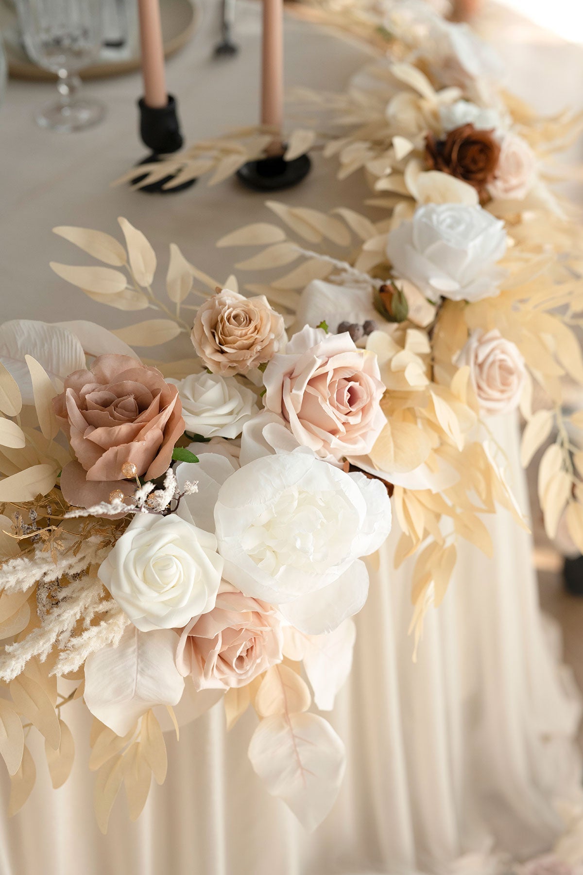 6ft Flower Garland in White & Beige