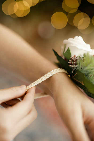 Wrist Corsages in Christmas Red & Sparkle