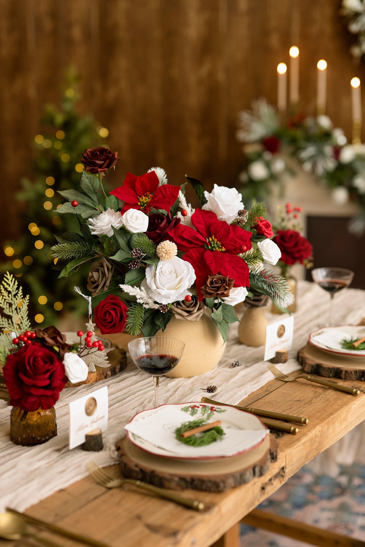 Additional Flower Decorations for Tabletop Christmas Tree