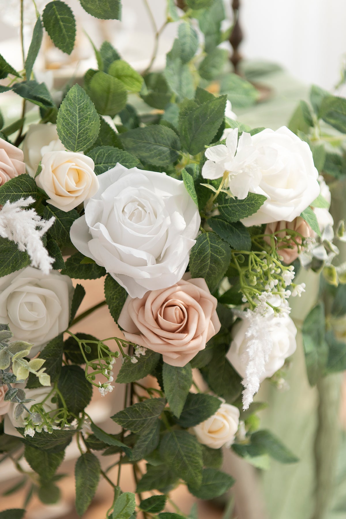 Sweetheart Table Floral Swags in White & Sage