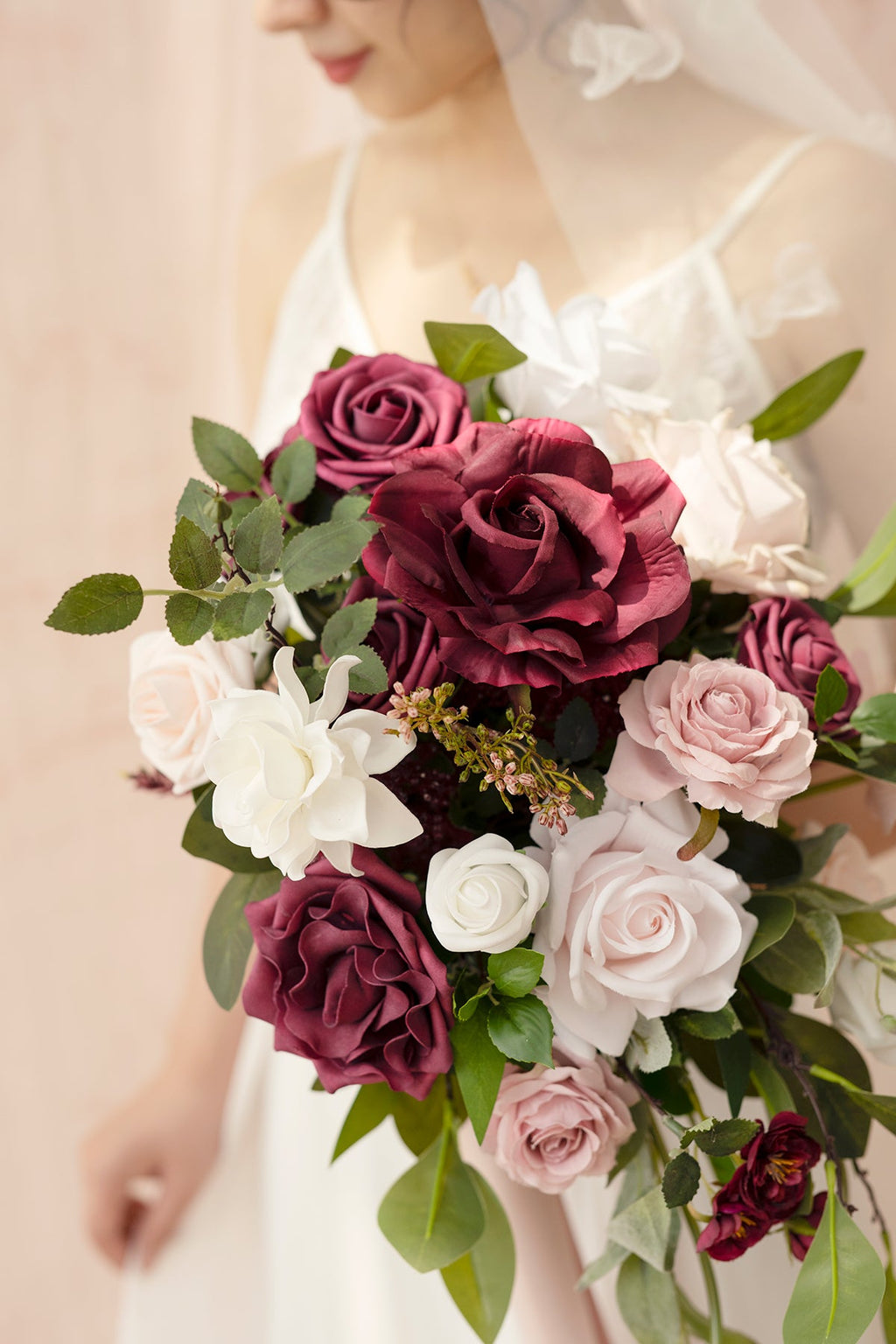 Small Cascade Bridal Bouquet in Romantic Marsala