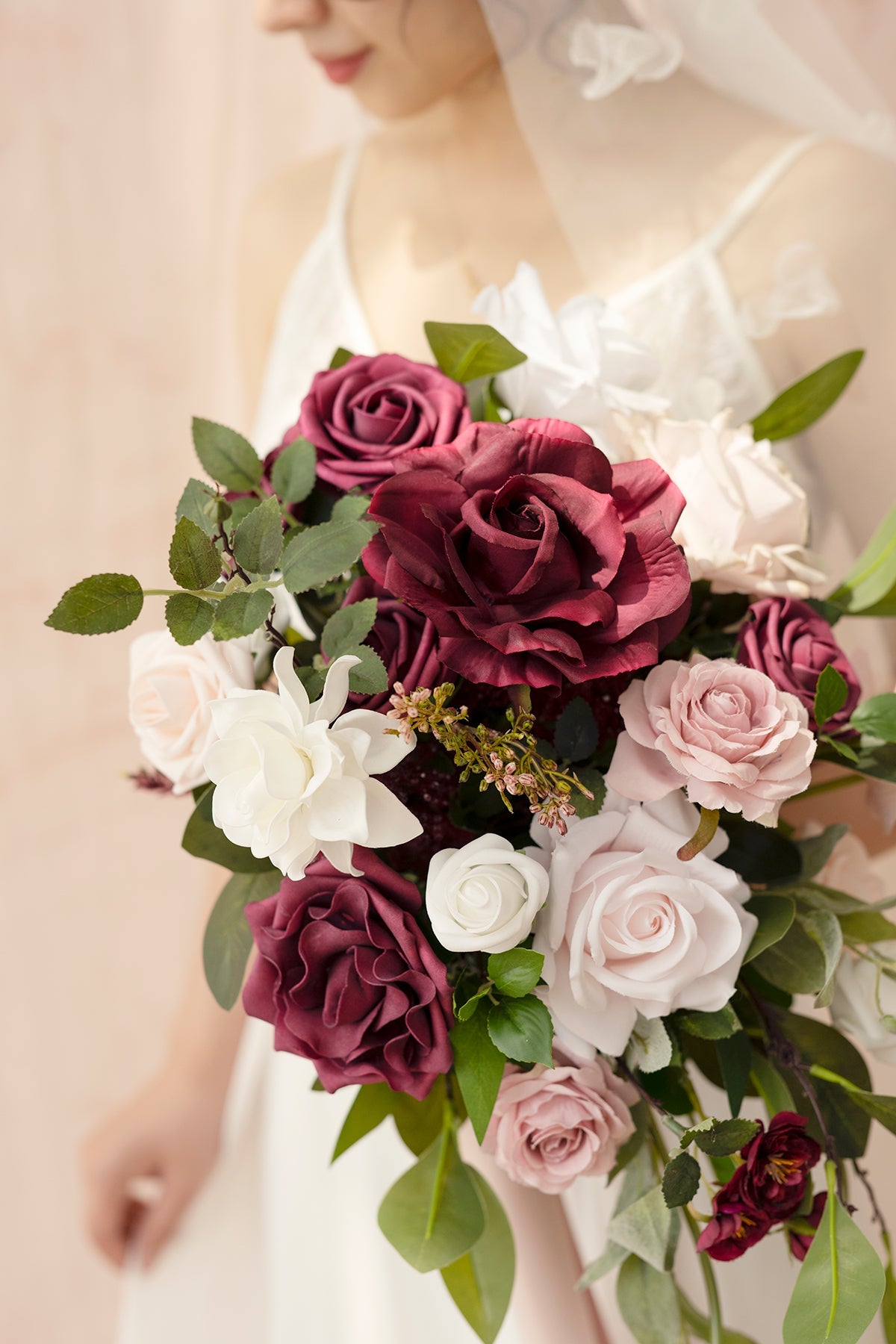 Small Cascade Bridal Bouquet in Romantic Marsala