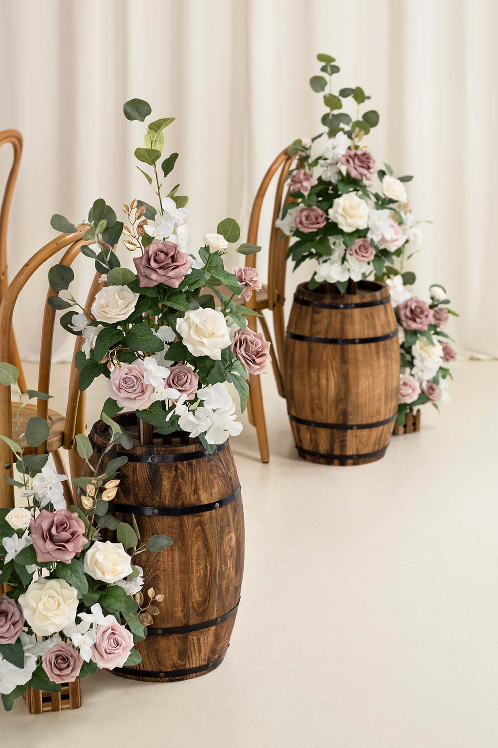 Wedding Aisle Runner Flower Arrangement in Dusty Rose & Cream