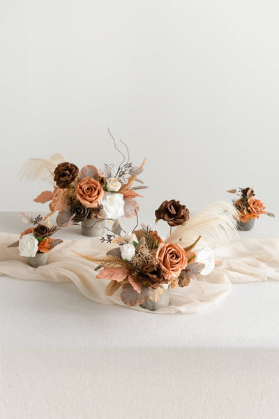 Assorted Floral Centerpiece Set in Rust & Sepia