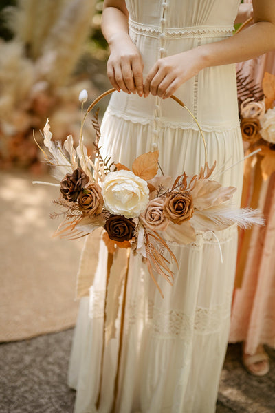 Hoop Bridesmaid Bouquets in Rust & Sepia | Clearance