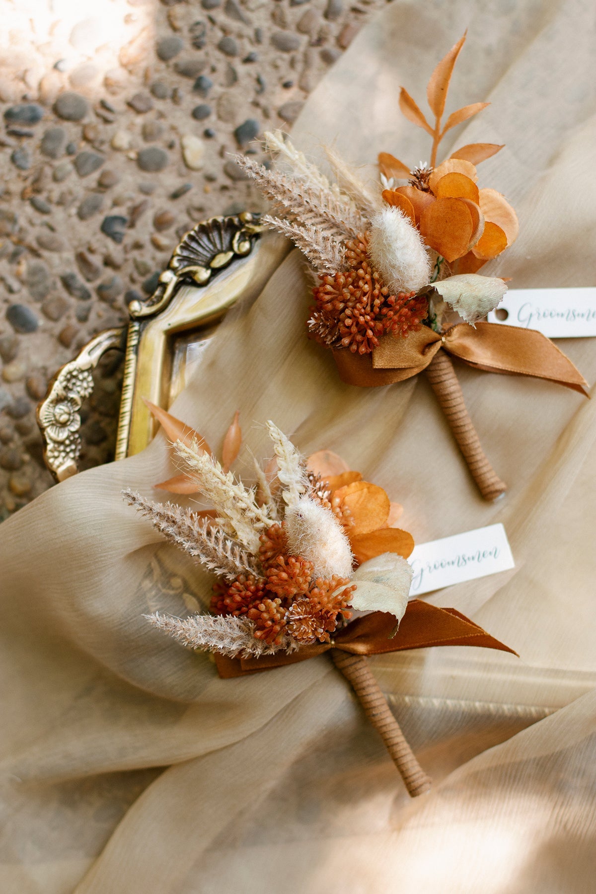 Additional Flower Decorations in Rust & Sepia