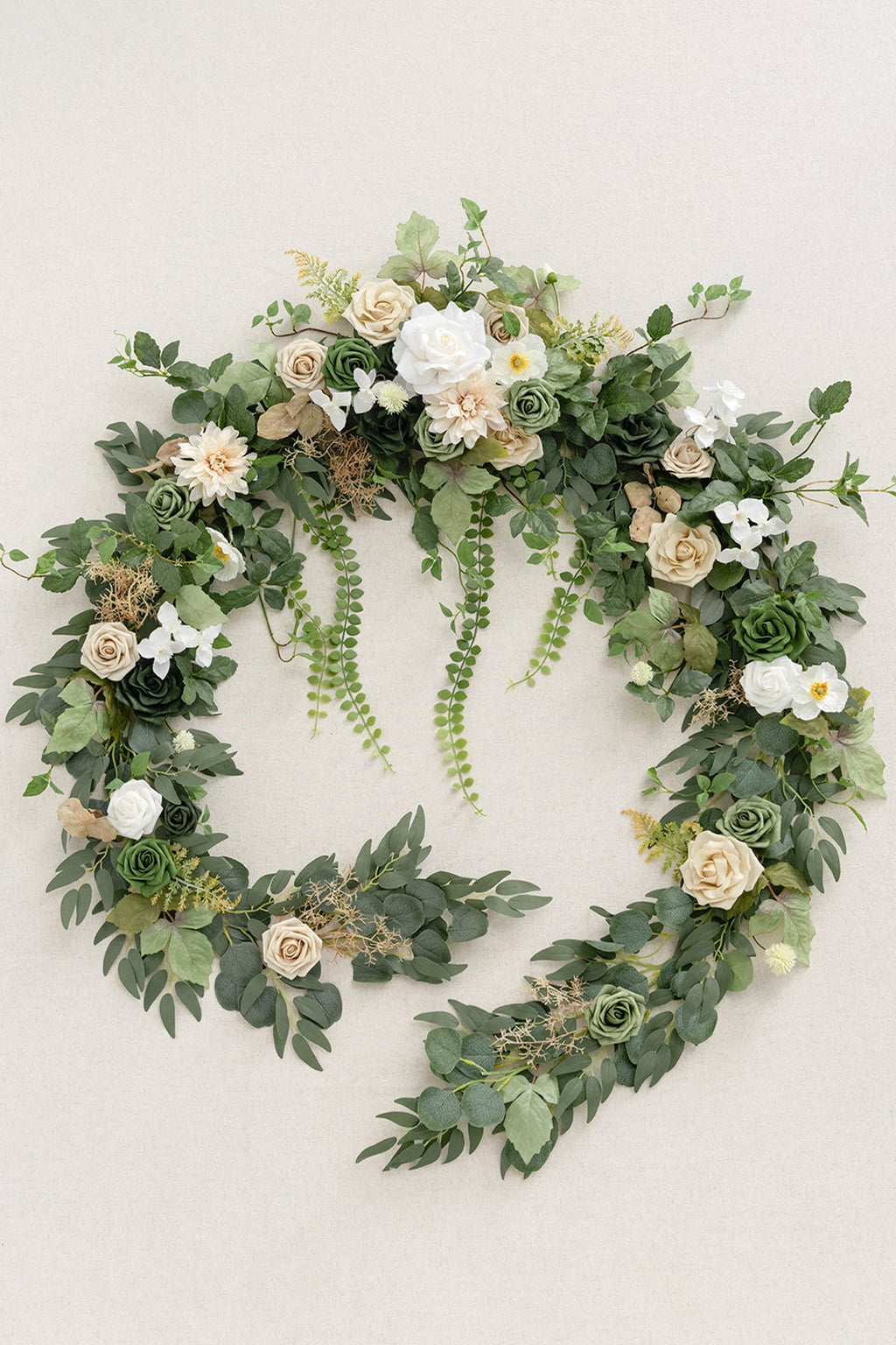 9ft Head Table Flower Garland in Emerald & Tawny Beige