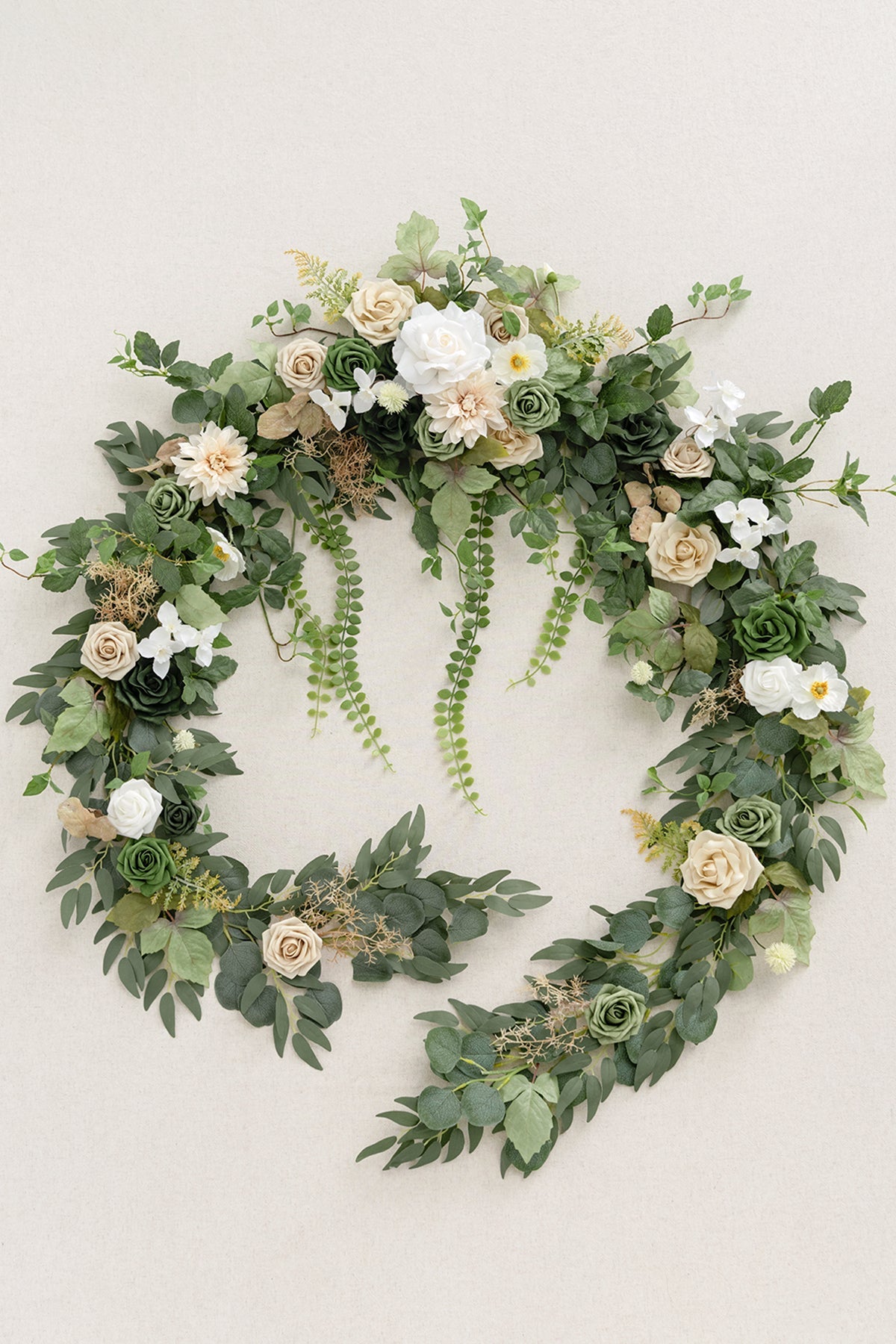 9ft Head Table Flower Garland in Emerald & Tawny Beige