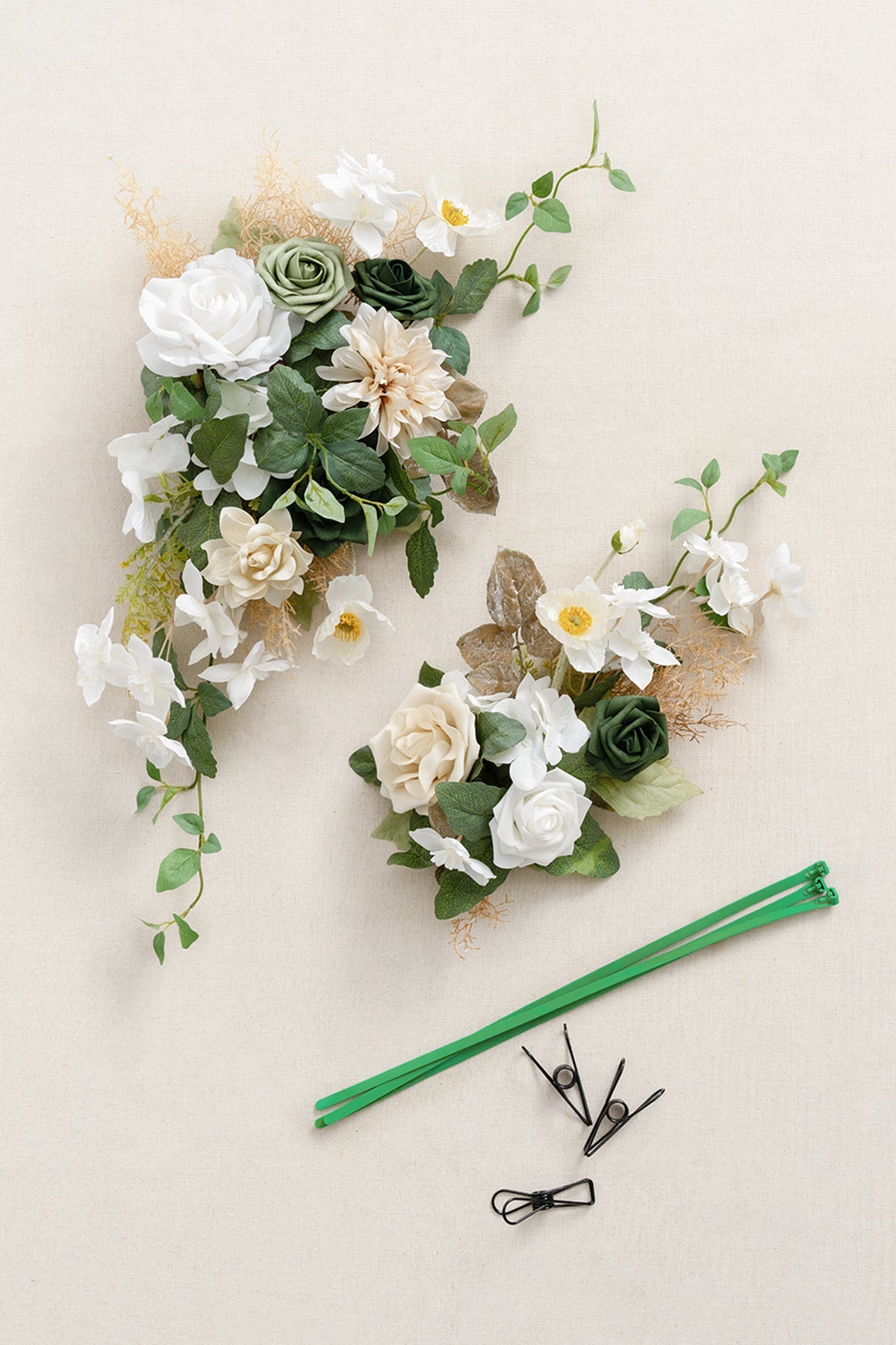 Combo Set Flower Sign Decor in Emerald & Tawny Beige