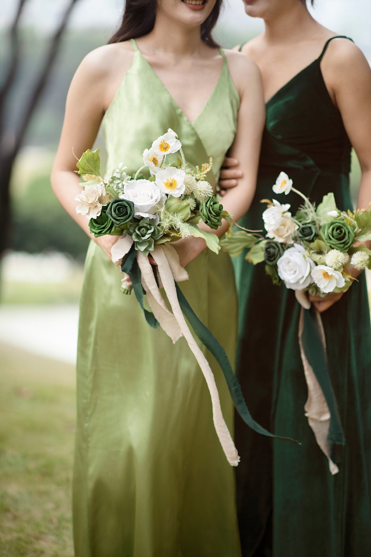 Pre-Arranged Wedding Flower Packages in Emerald & Tawny Beige