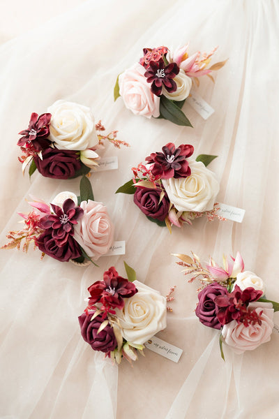 Wrist Corsages in Romantic Marsala