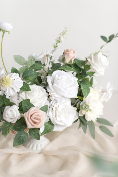 Large Floral Centerpiece Set in White & Sage
