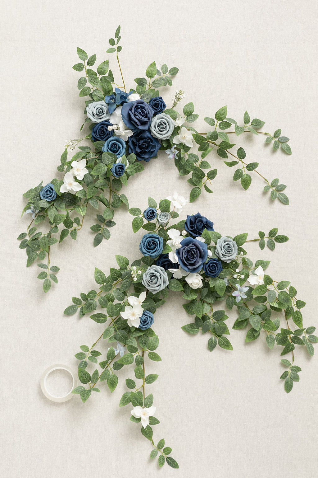 Sweetheart Table Floral Swags in Dusty Blue & Navy