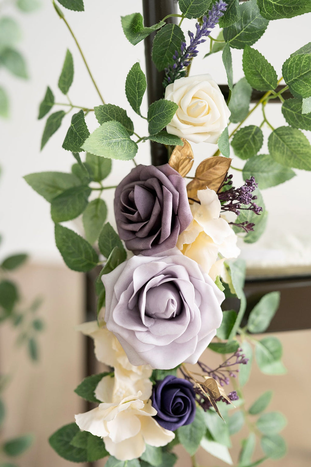 Wedding Aisle Chair Flower Decoration in Lilac & Gold | Clearance