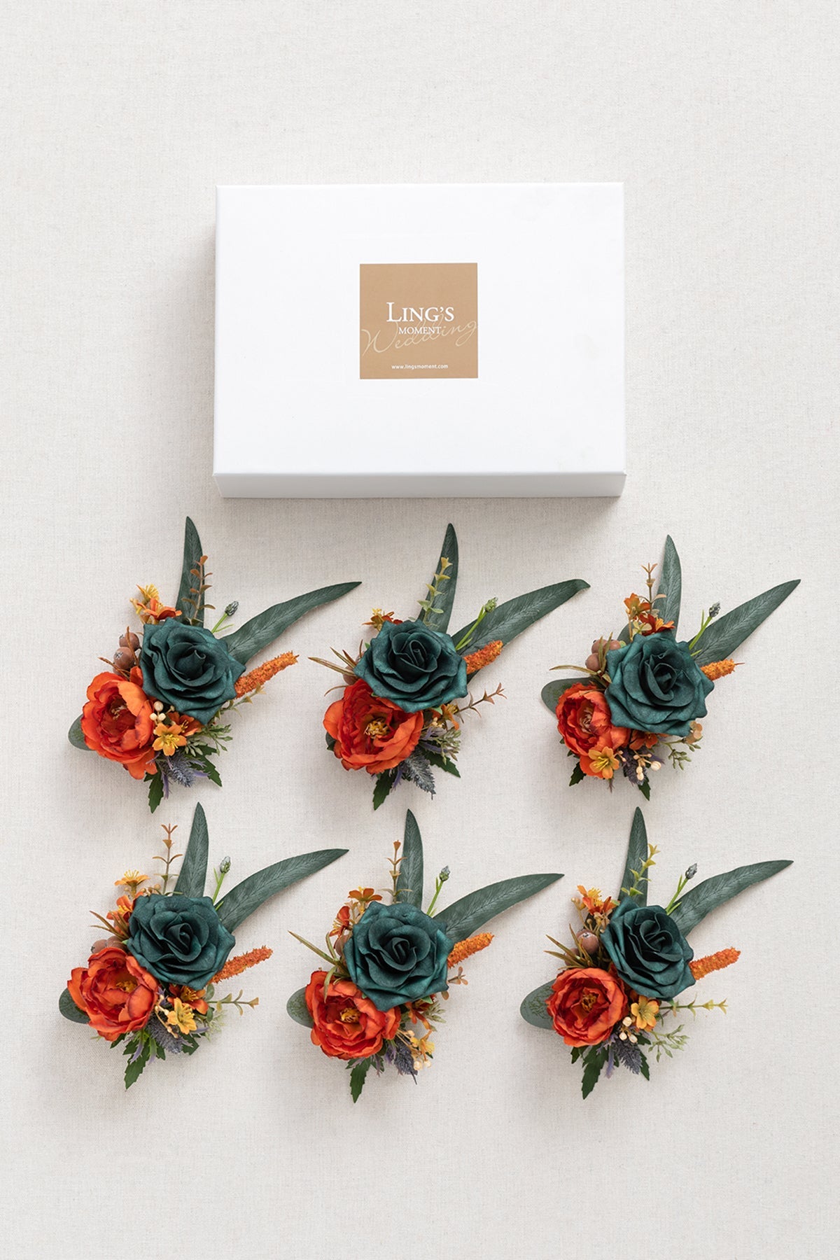 Additional Flower Decorations in Dark Teal & Burnt Orange