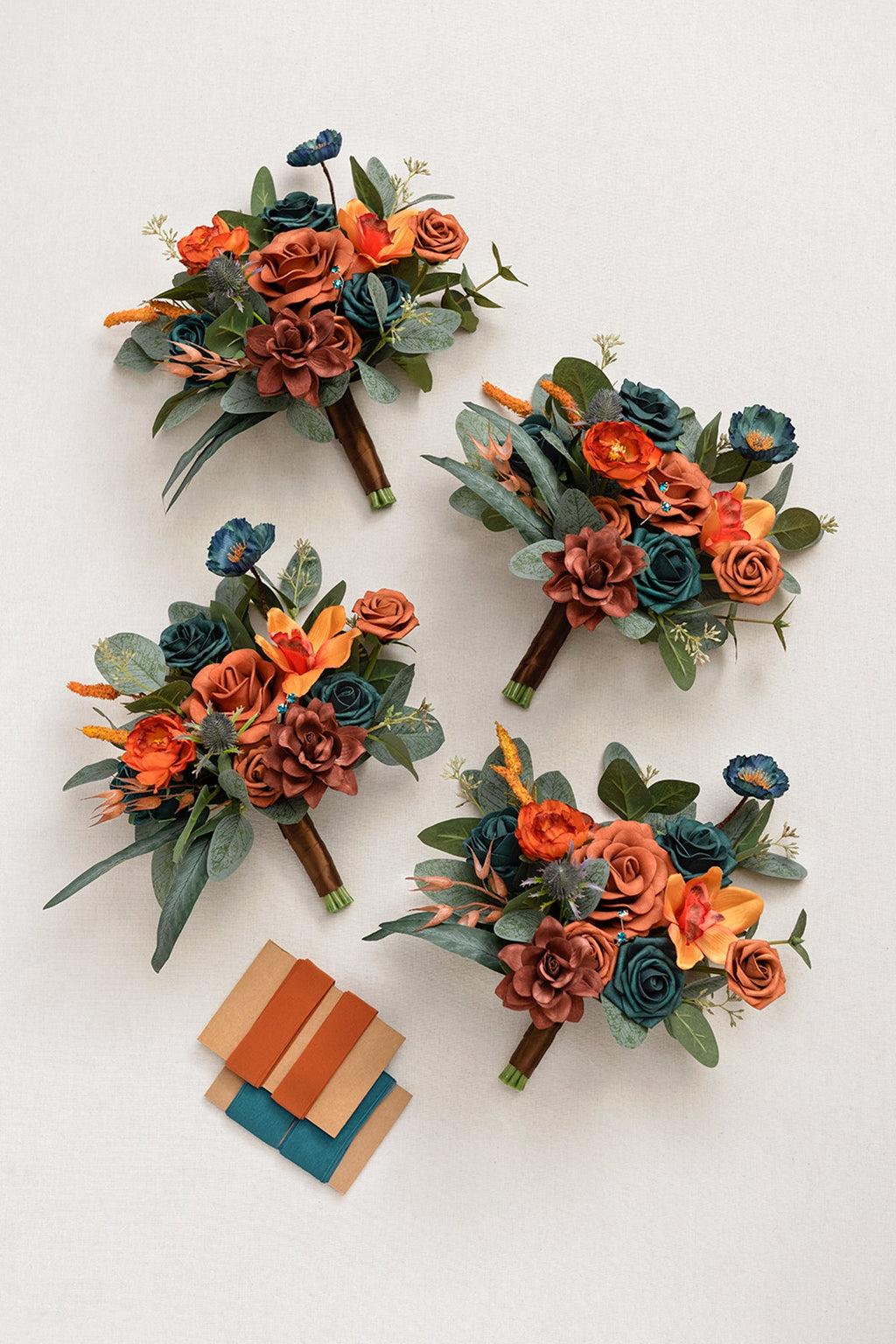 Additional Flower Decorations in Dark Teal & Burnt Orange