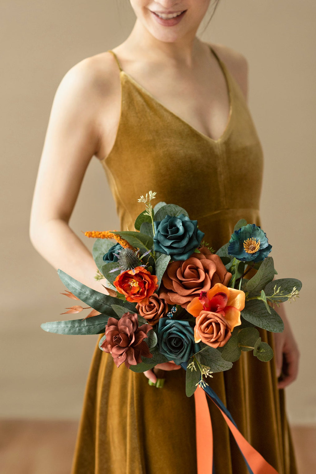 Additional Flower Decorations in Dark Teal & Burnt Orange