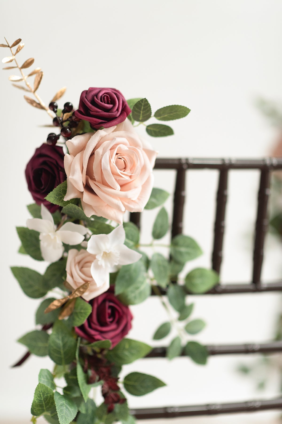 Wedding Hanging Chair Back Decoration in Romantic Marsala