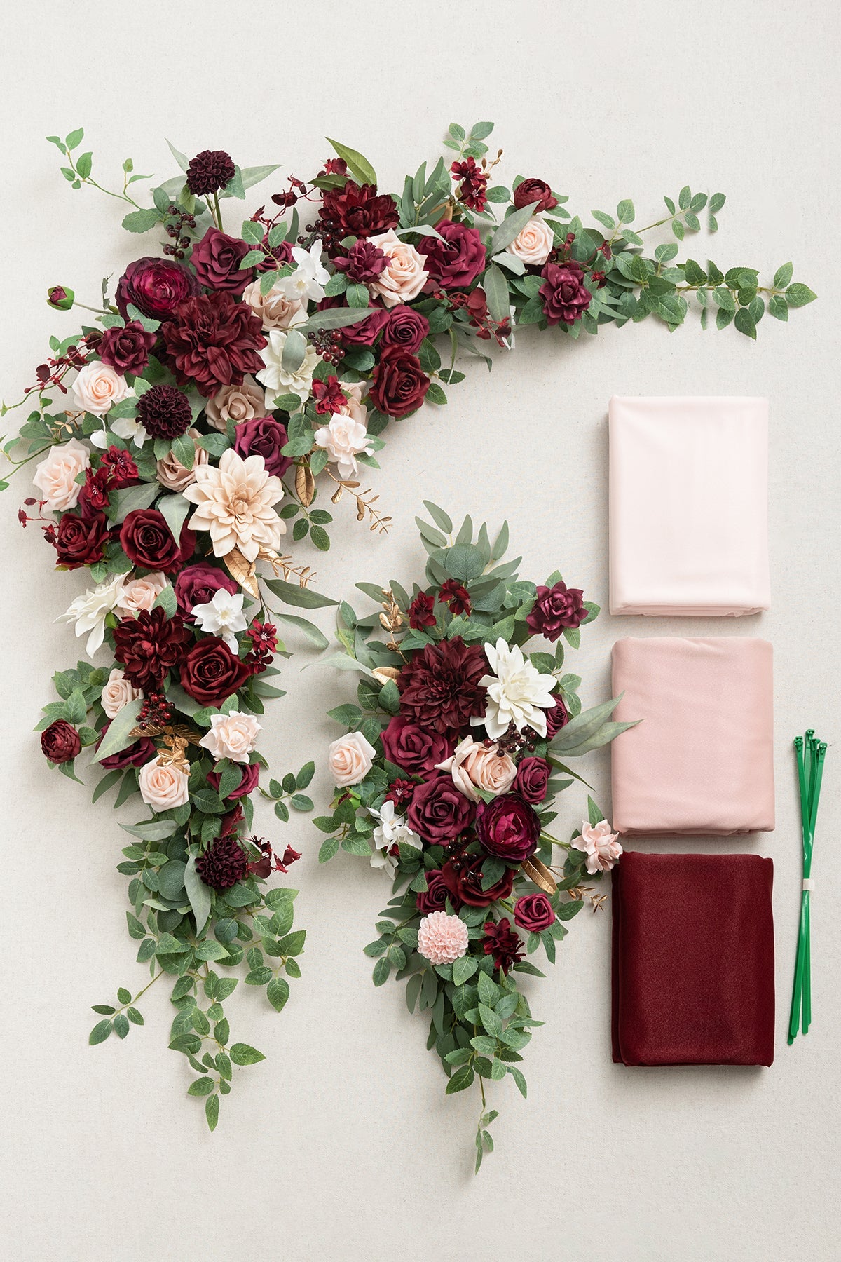 Flower Arch Decor with Drapes in Romantic Marsala