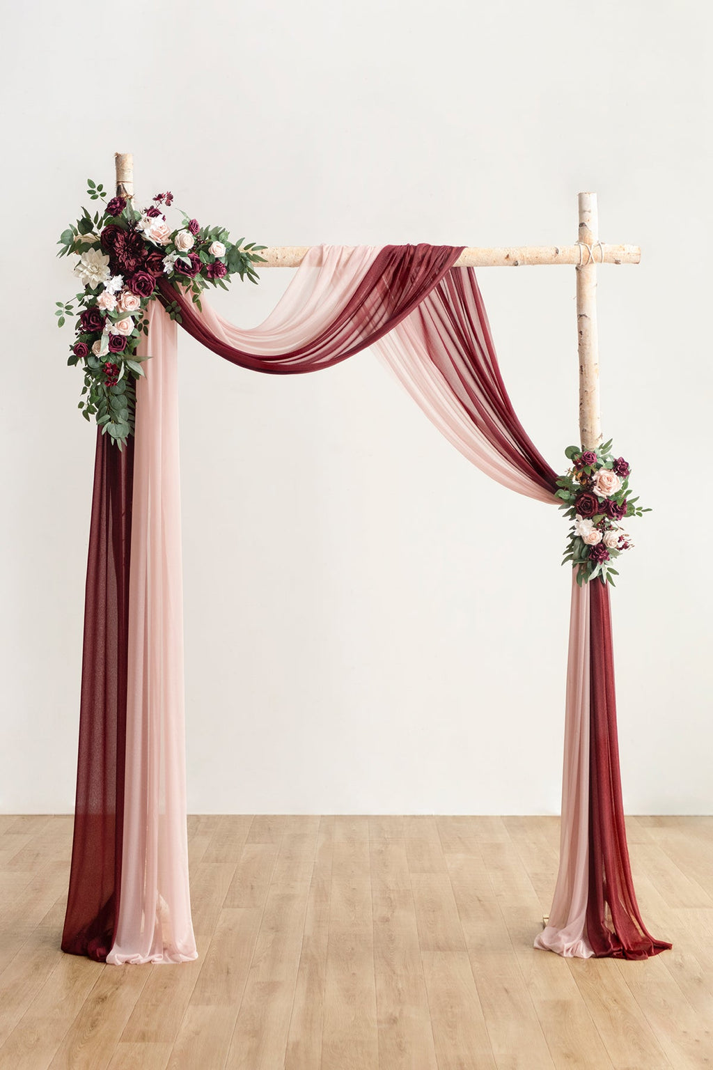 Flower Arch Decor with Drapes in Romantic Marsala