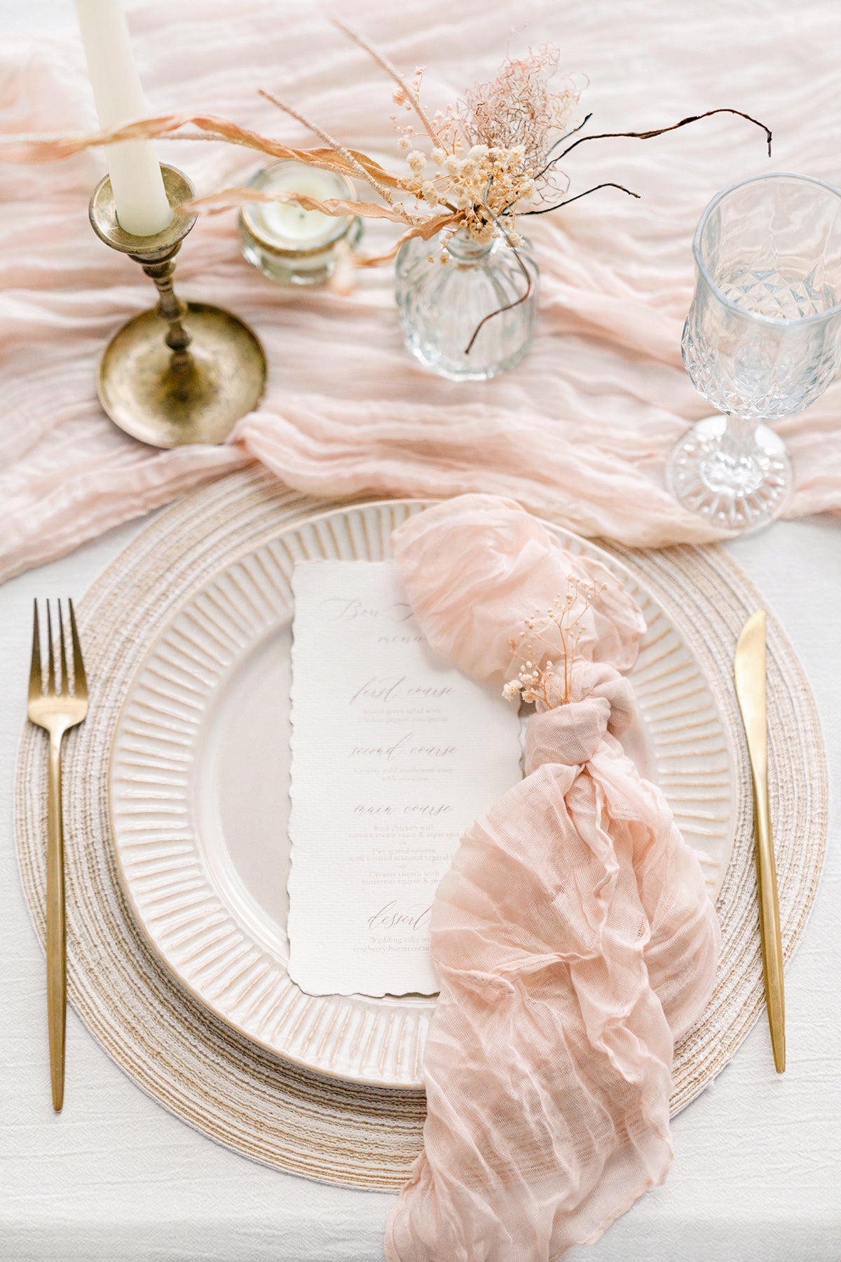 Cheesecloth Napkins & Table Runner Set for Reception - 12 Colors