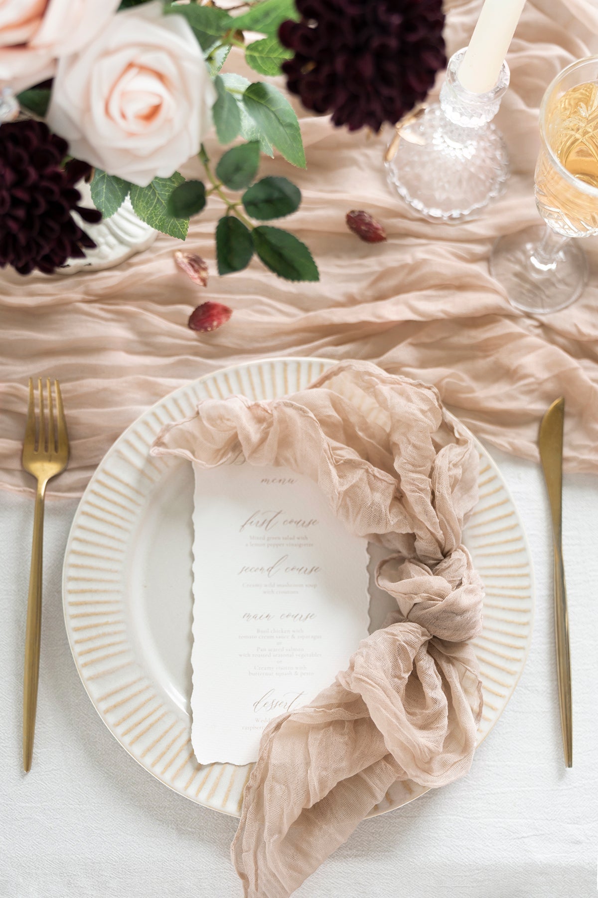 Cheesecloth Napkins & Table Runner Set for Reception - 12 Colors