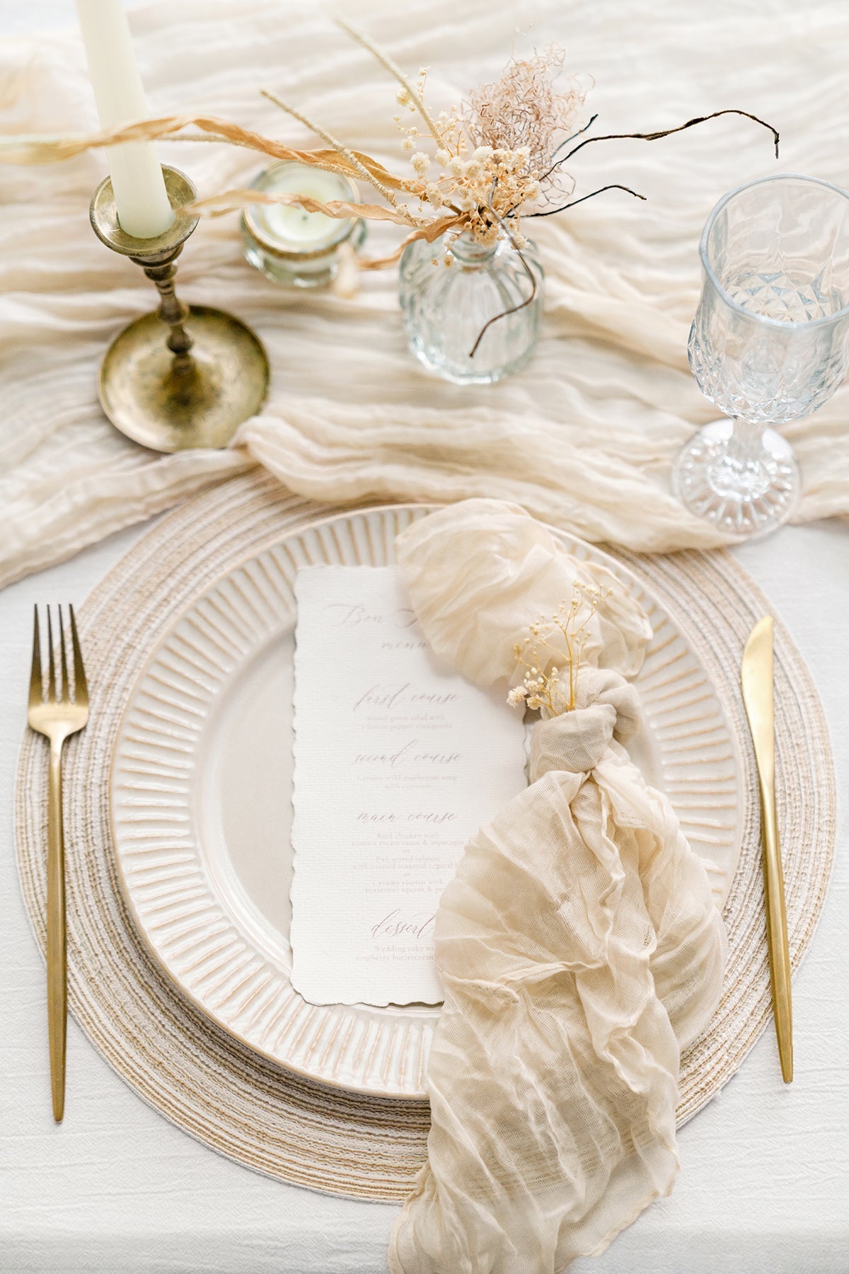 Cheesecloth Napkins & Table Runner Set for Reception - 12 Colors