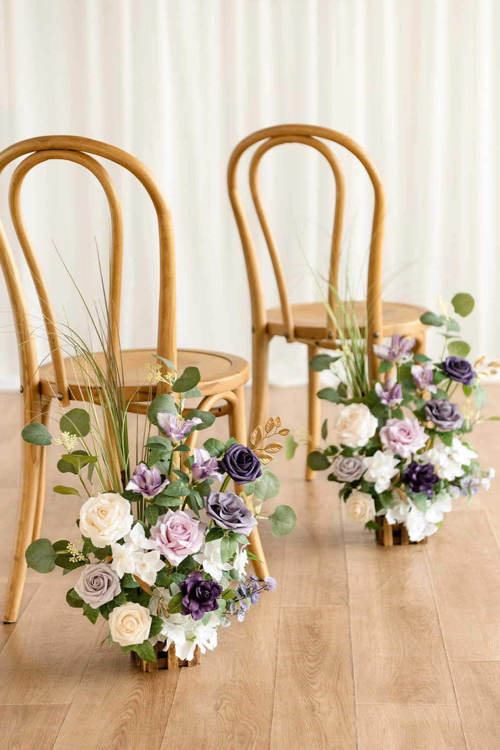 Wedding Aisle Runner Flower Arrangement in Lilac & Gold