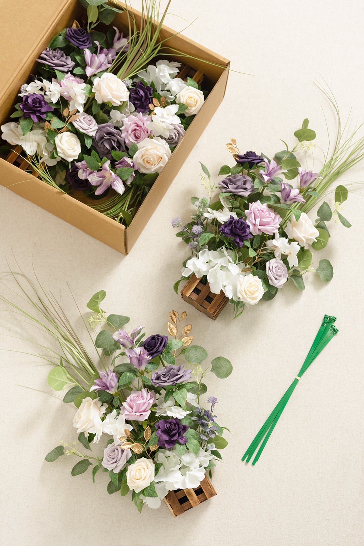 Wedding Aisle Runner Flower Arrangement in Lilac & Gold