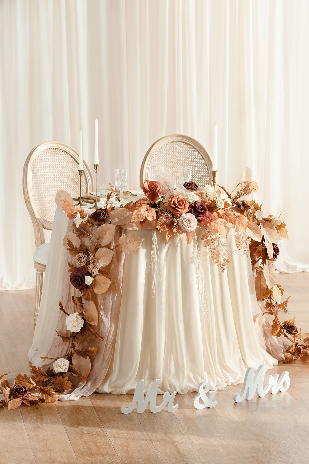 Head Table Flower Garland in Rust & Sepia