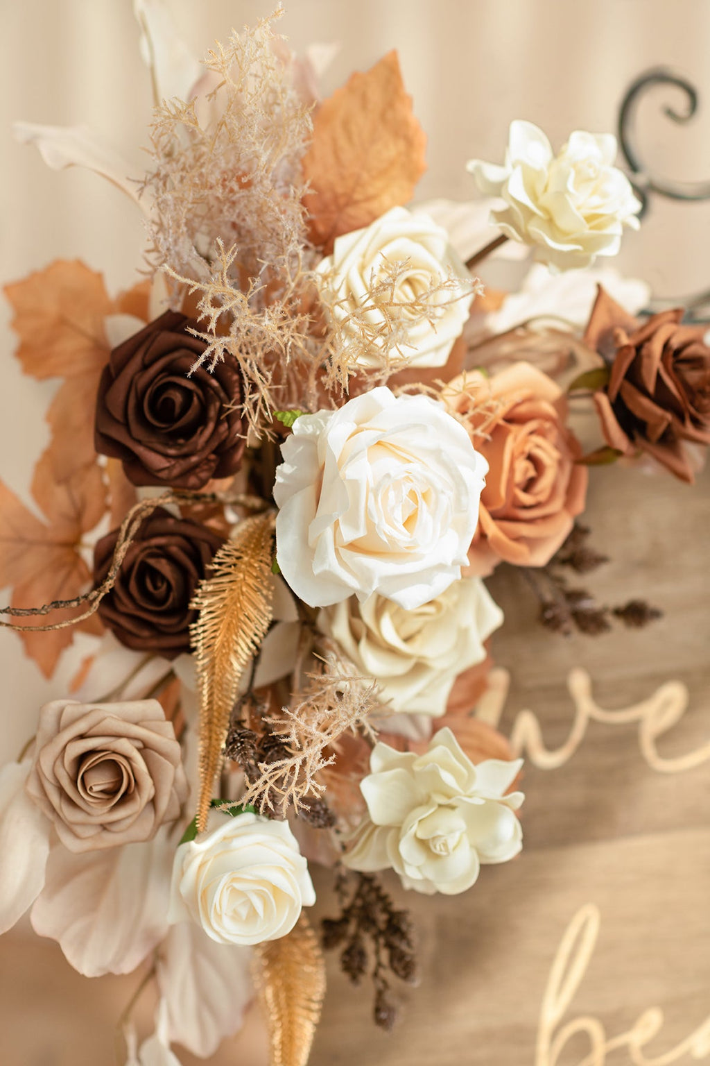 Combo Set Flower Sign Decor in Rust & Sepia | Clearance