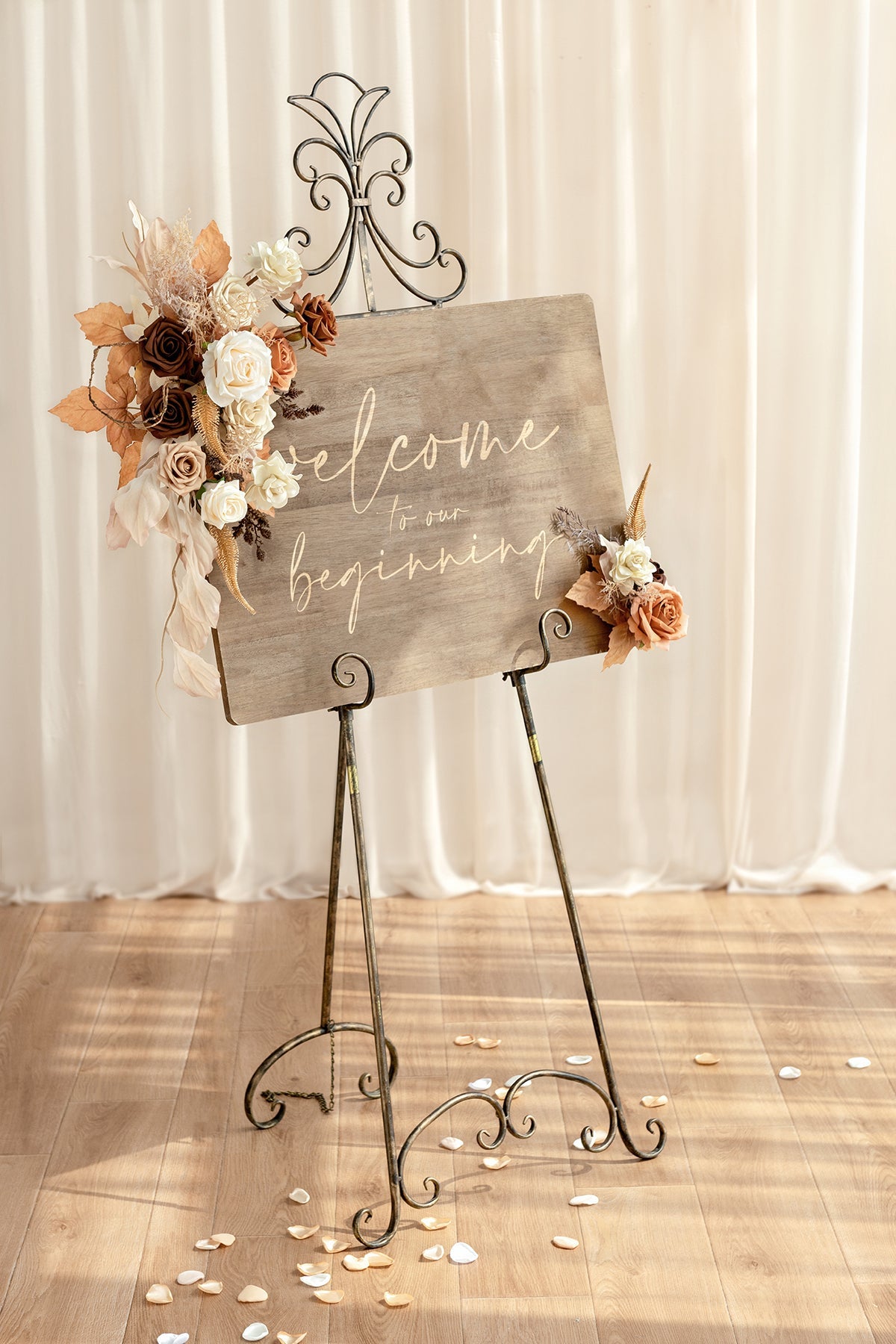 Combo Set Flower Sign Decor in Rust & Sepia | Clearance