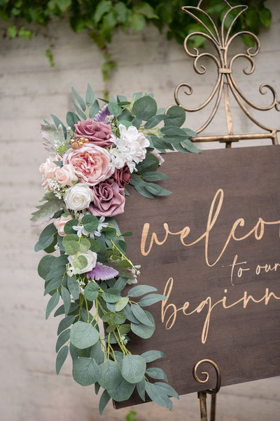 Combo Set Flower Sign Decor in Dusty Rose & Cream