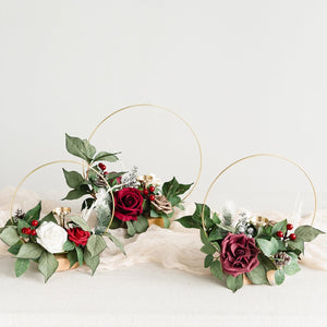 Wreath Hoop Centerpiece Set in Christmas Red & Sparkle | Clearance