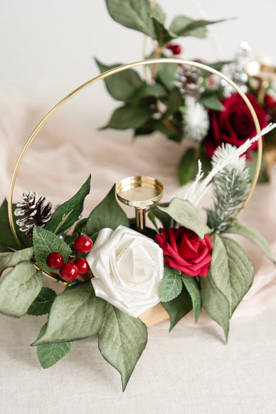Wreath Hoop Centerpiece Set in Christmas Red & Sparkle | Clearance