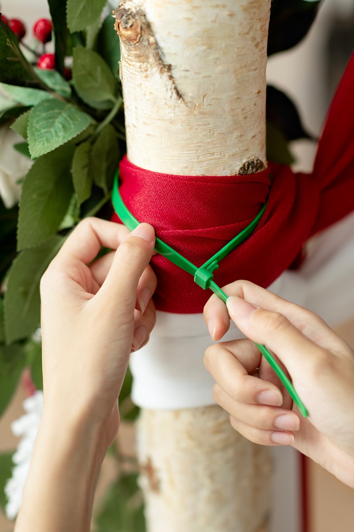 Flower Arch Decor with Drapes in Christmas Red Sparkle| Clearance