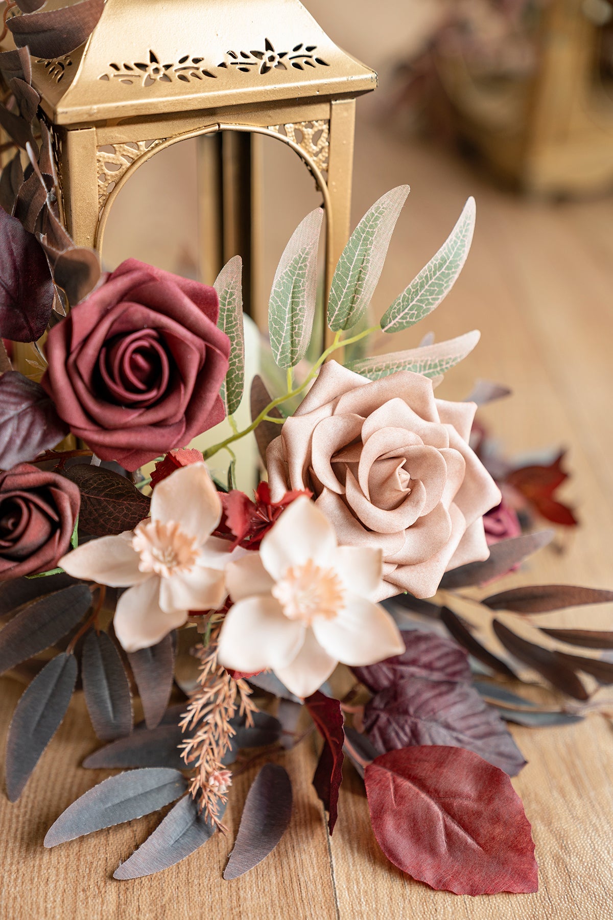 2ft Flower Garlands in Burgundy & Dusty Rose