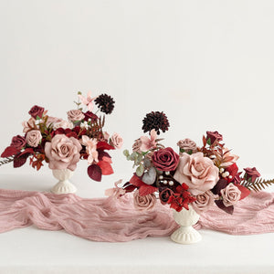 Large Floral Centerpiece Set in Burgundy & Dusty Rose | Clearance