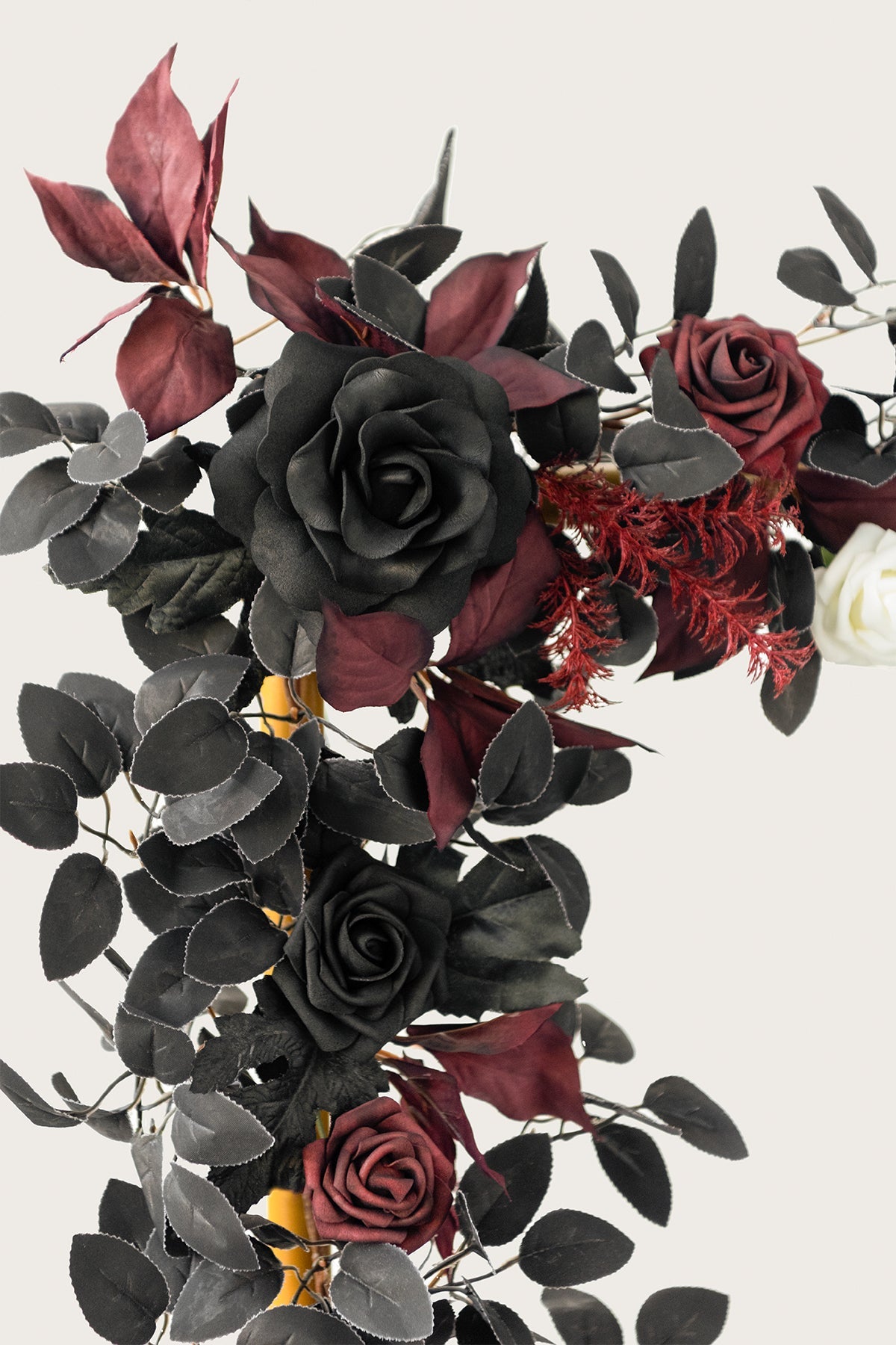 5ft Rose Leaf Flower Garland in Moody Burgundy & Black