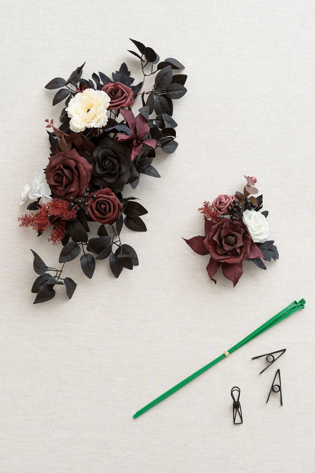 Combo Set Flower Sign Decor in Moody Burgundy & Black | Clearance