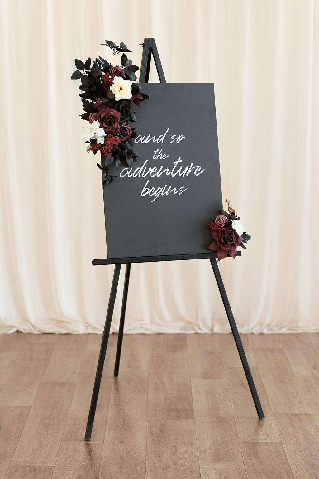 Combo Set Flower Sign Decor in Moody Burgundy & Black | Clearance
