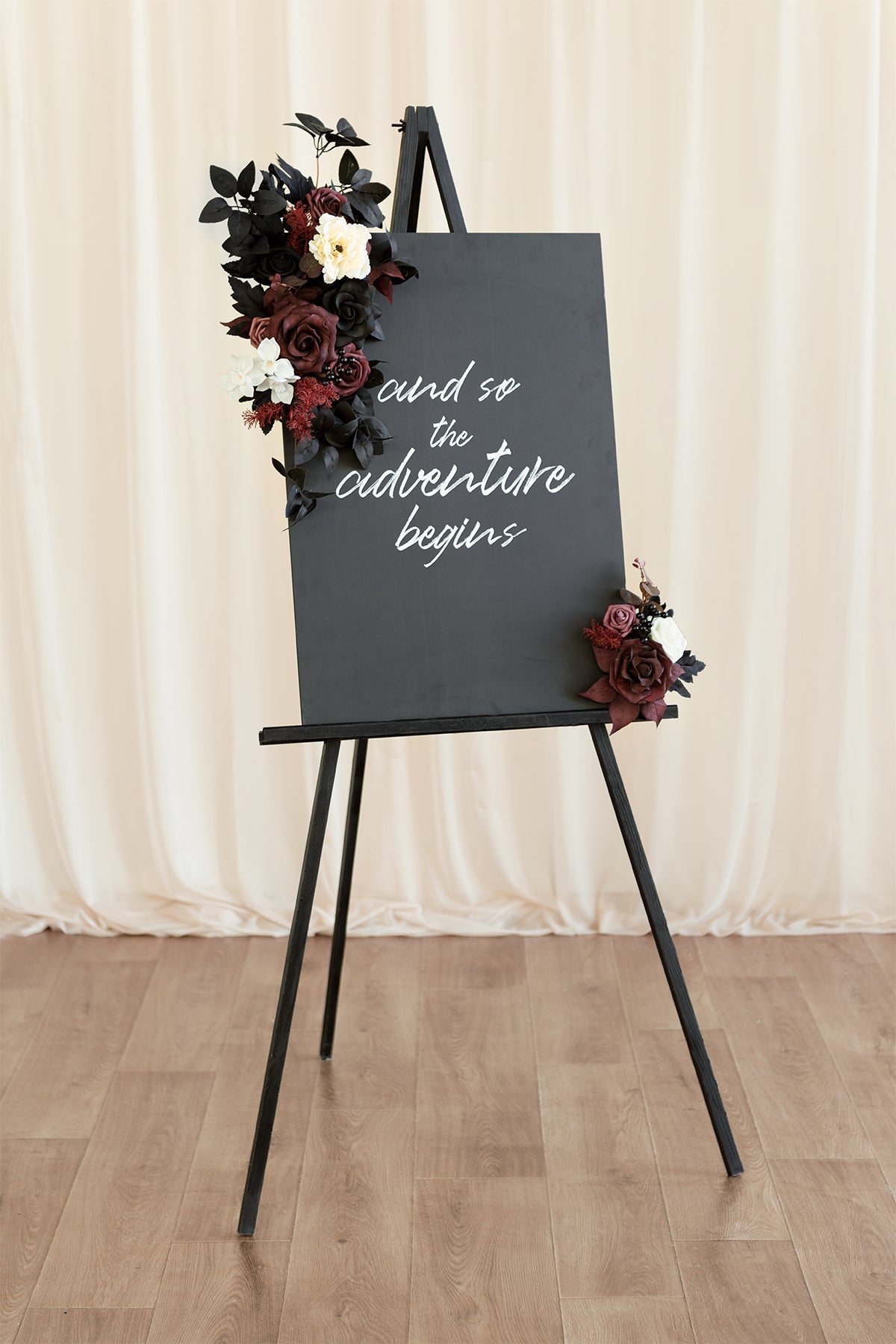 Combo Set Flower Sign Decor in Moody Burgundy & Black | Clearance