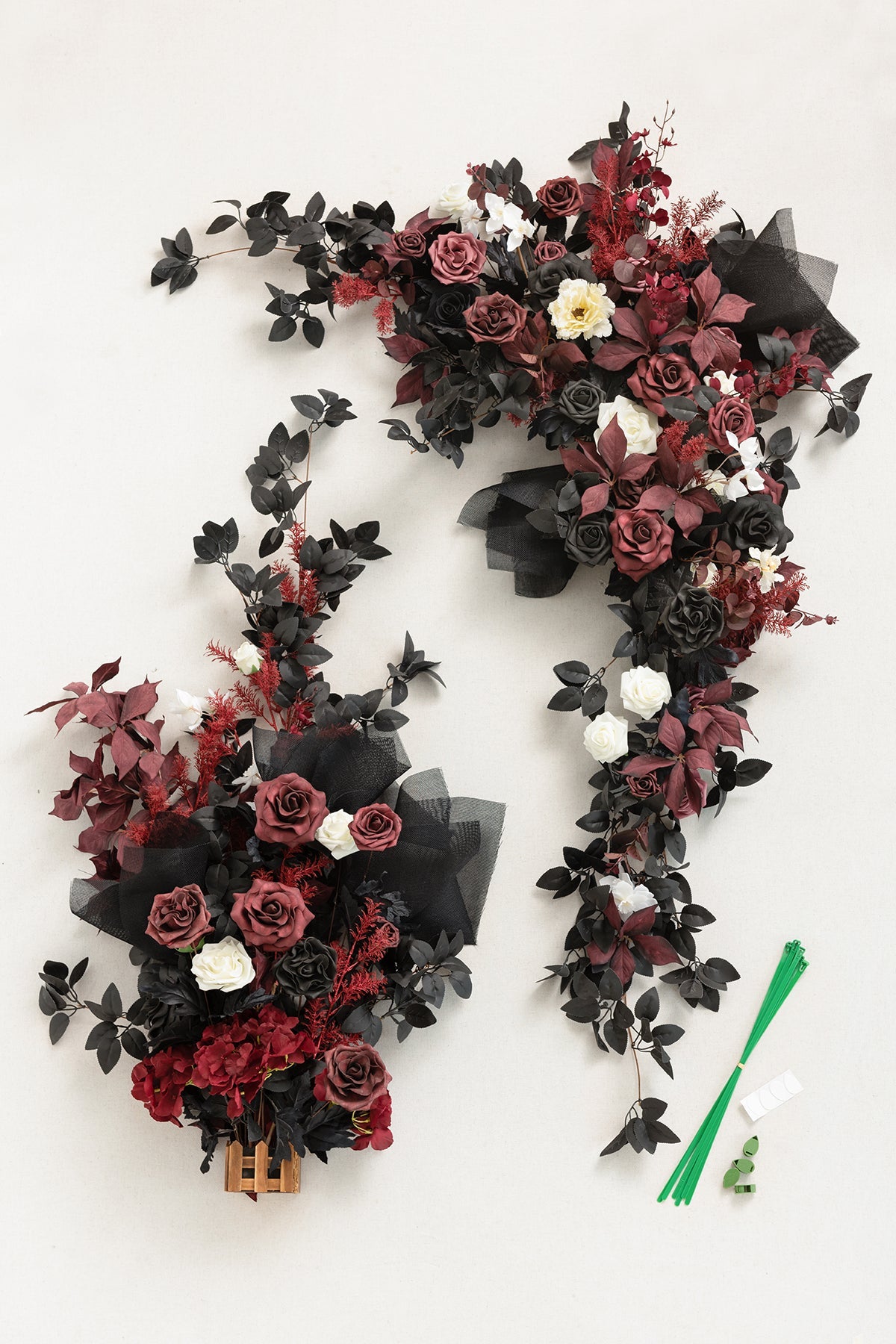 Ground Flower Arch Decor in Moody Burgundy & Black